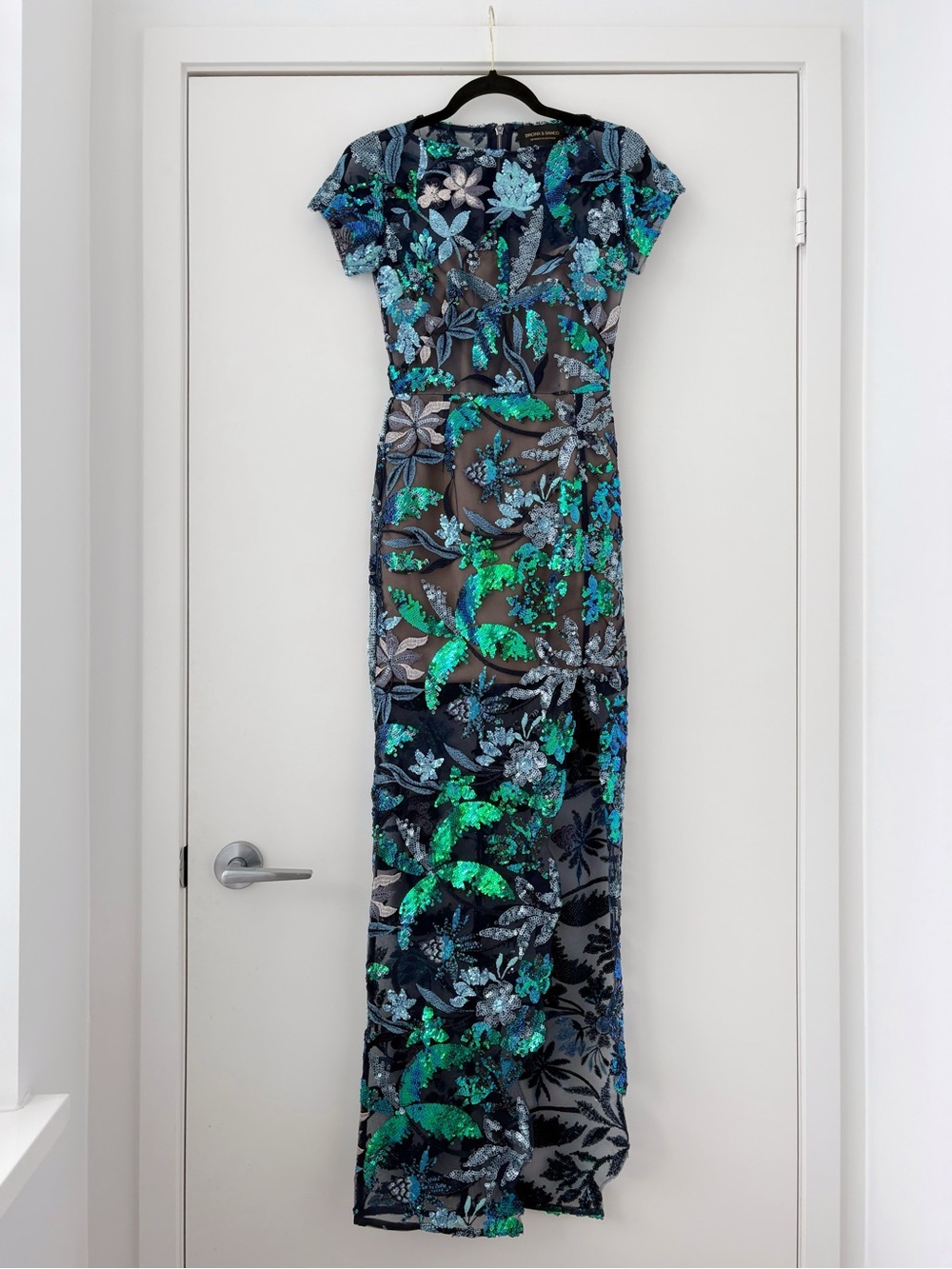 NWOT Bronx and Banco Zinna Navy Embroidered Gown XS - Picture 4 of 16